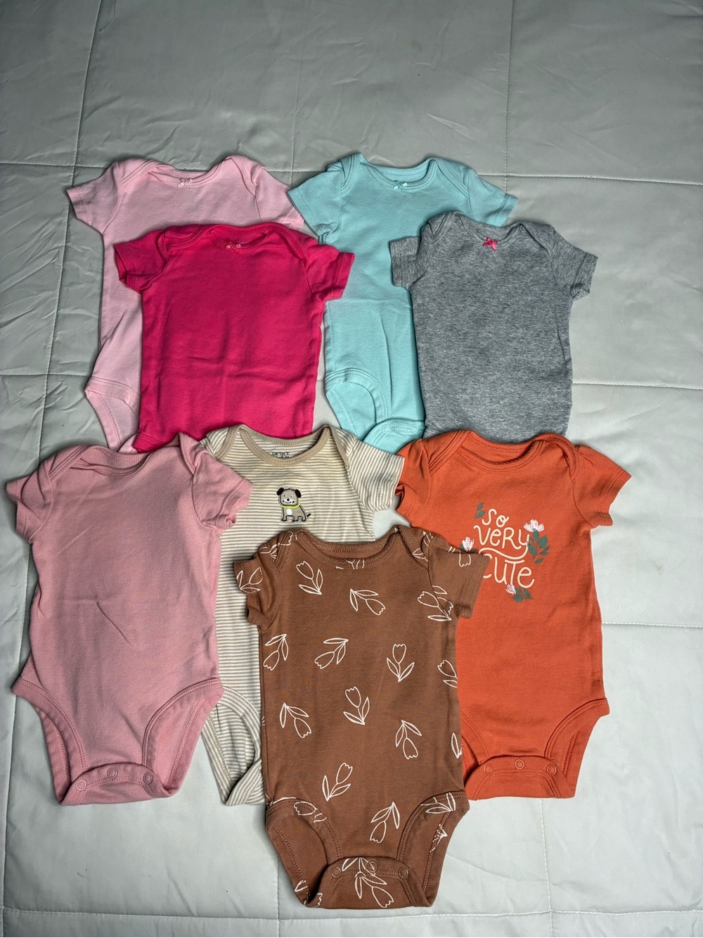 Carter’s 8 Piece Baby Girl Onesie Bundle | 3 Months
